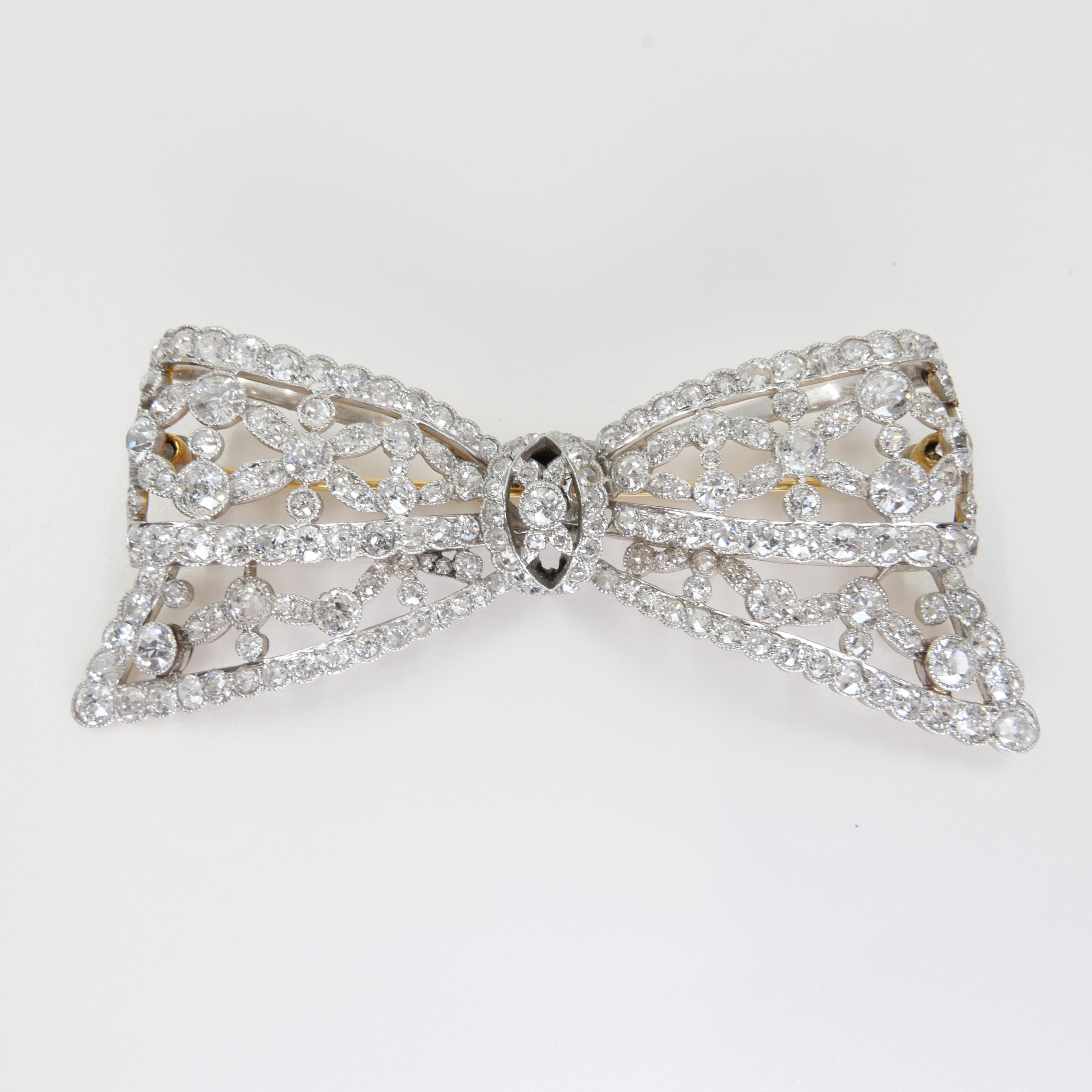 Belle Epoque Old Cut Diamond Bow Brooch. Circa 1910. 4