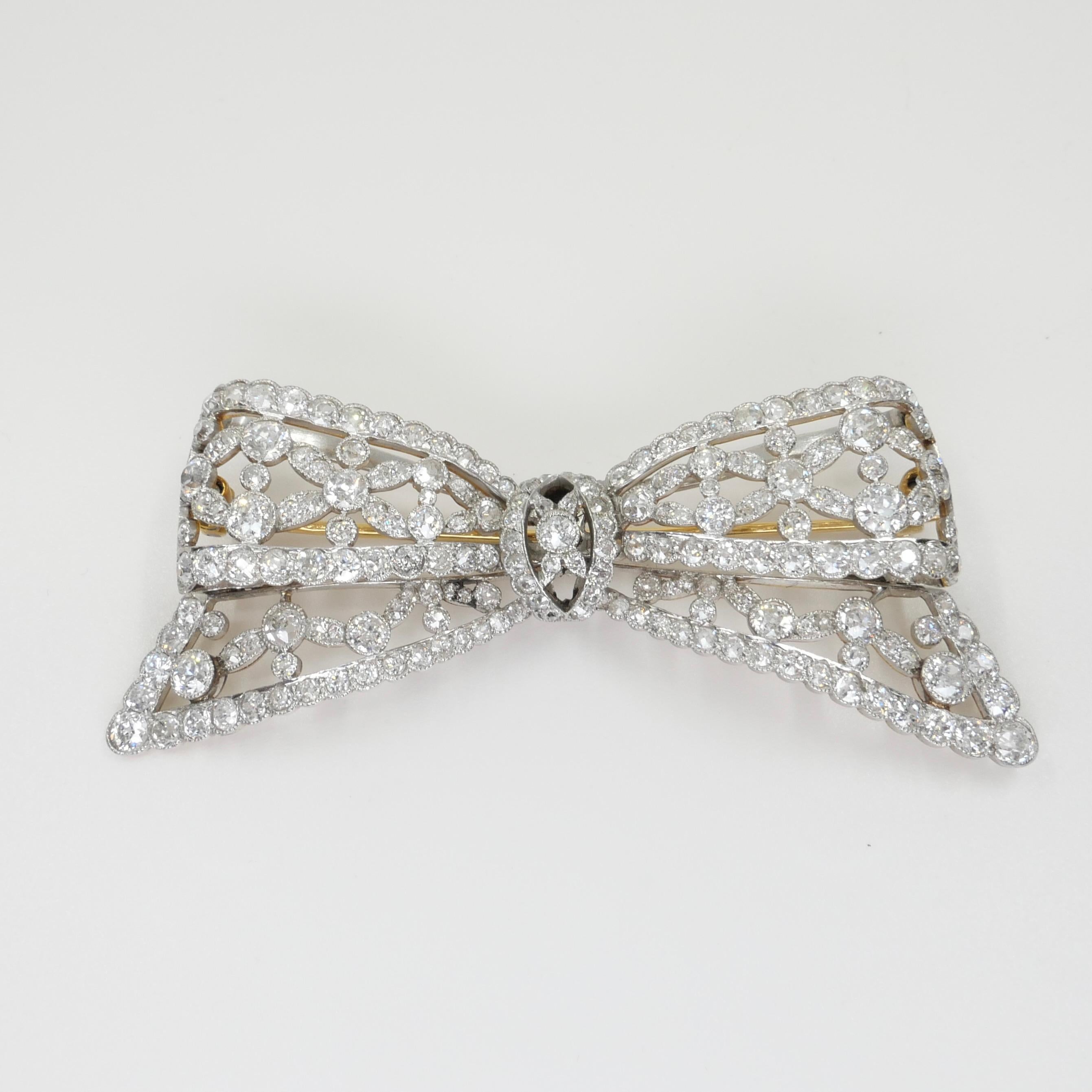 Belle Epoque Old Cut Diamond Bow Brooch. Circa 1910. 5