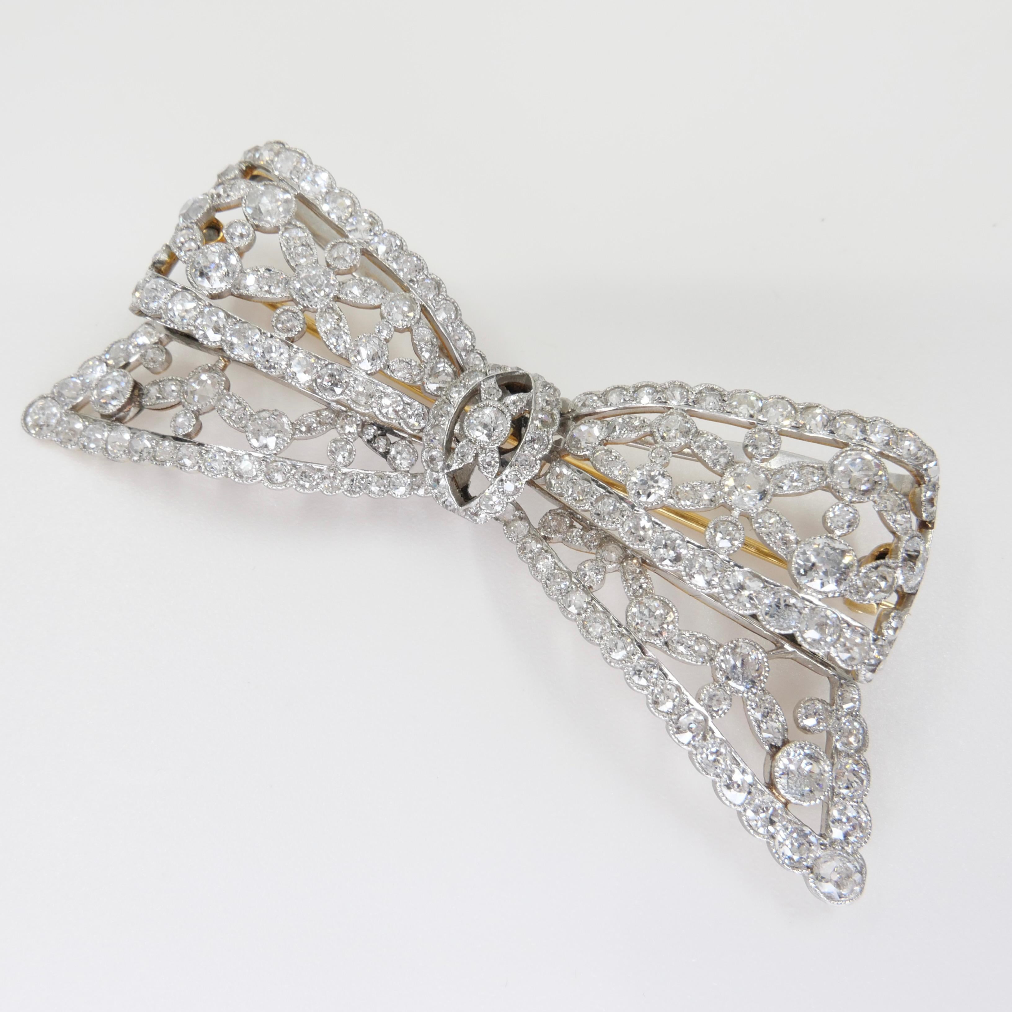 Belle Epoque Old Cut Diamond Bow Brooch. Circa 1910. 6