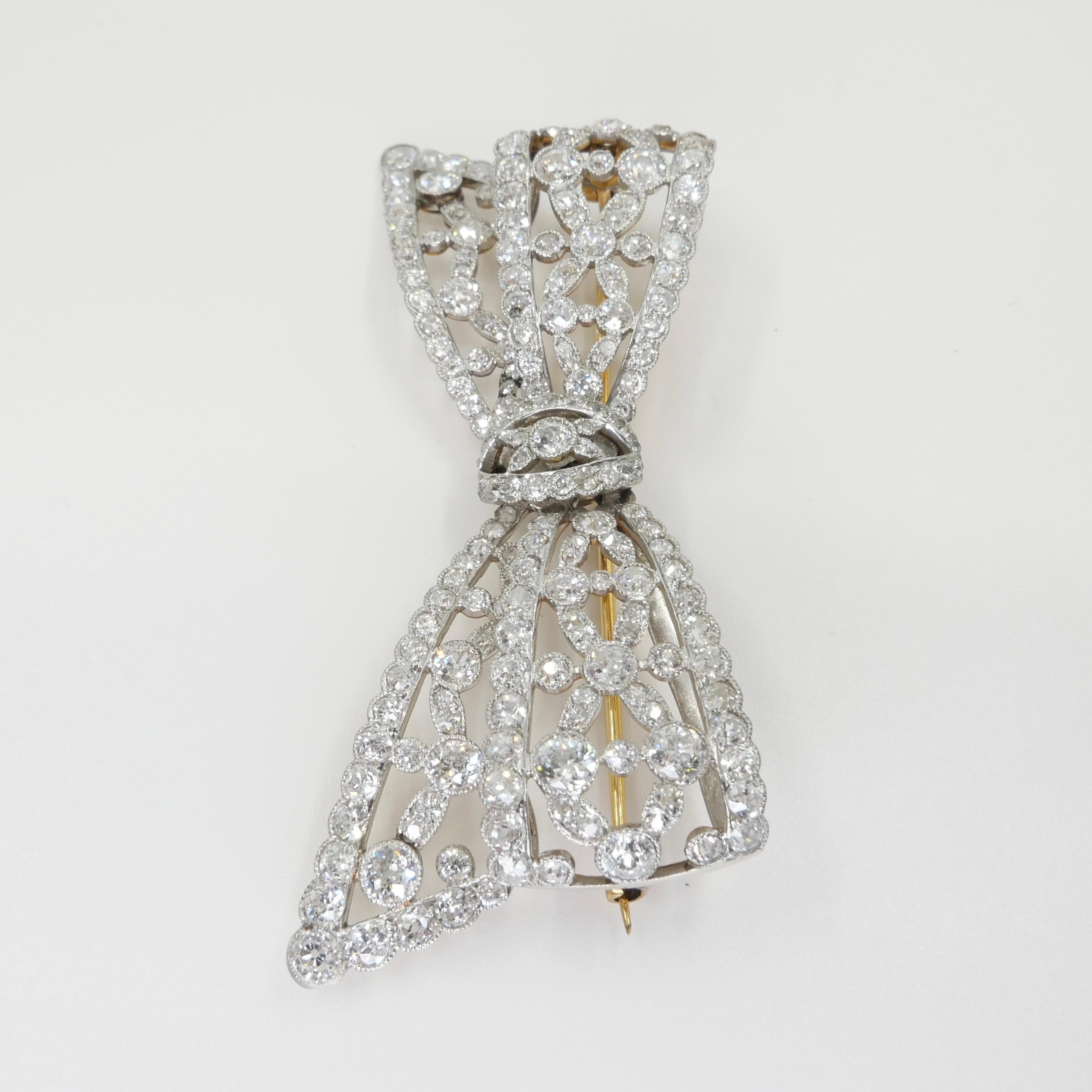 Belle Epoque Old Cut Diamond Bow Brooch. Circa 1910. 7