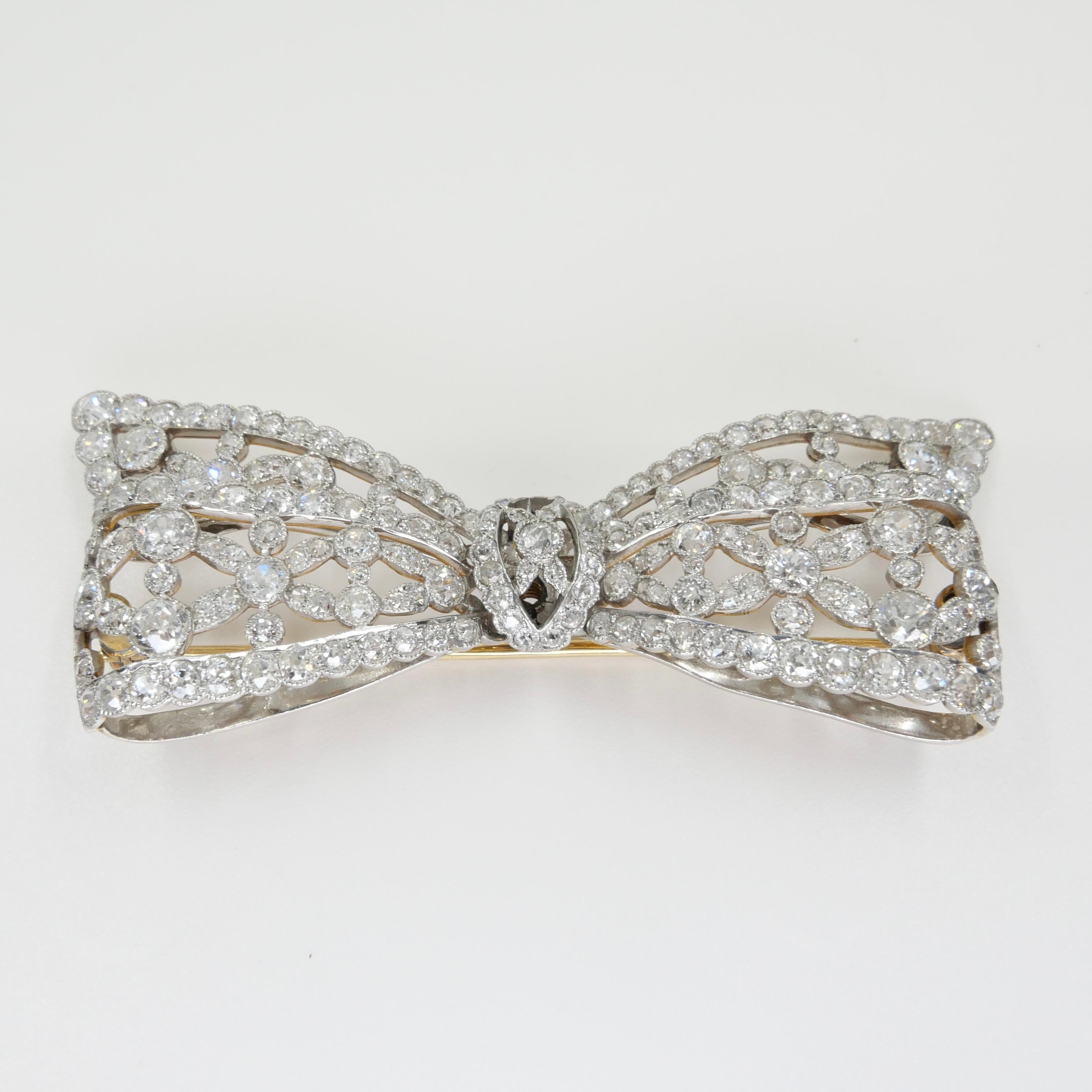 Belle Epoque Old Cut Diamond Bow Brooch. Circa 1910. 8
