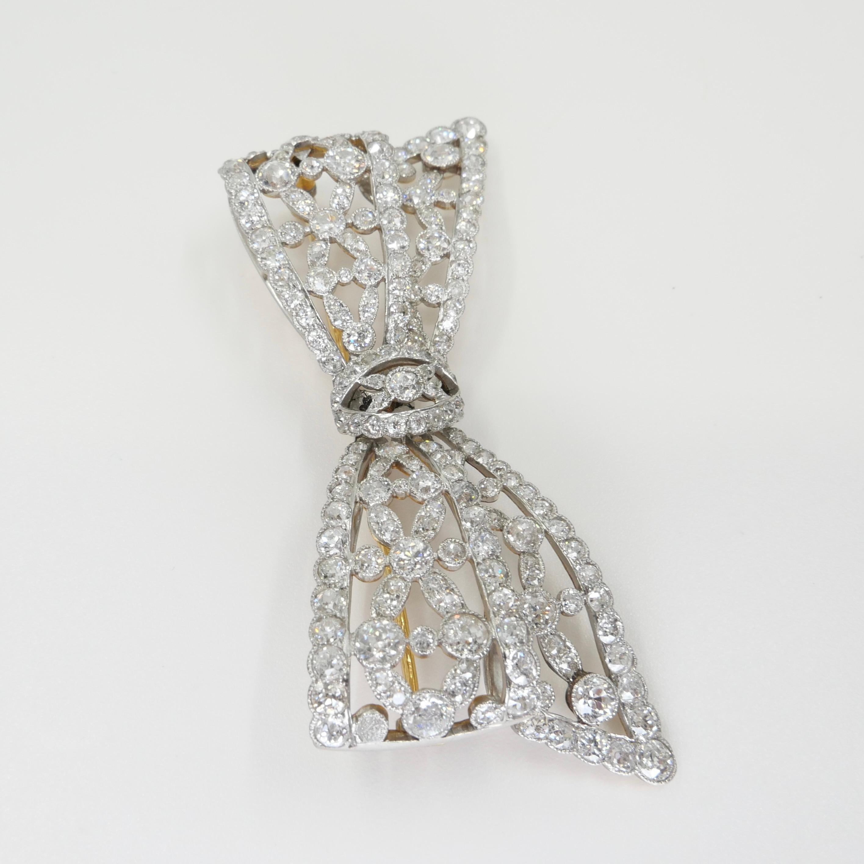 Belle Epoque Old Cut Diamond Bow Brooch. Circa 1910. 9