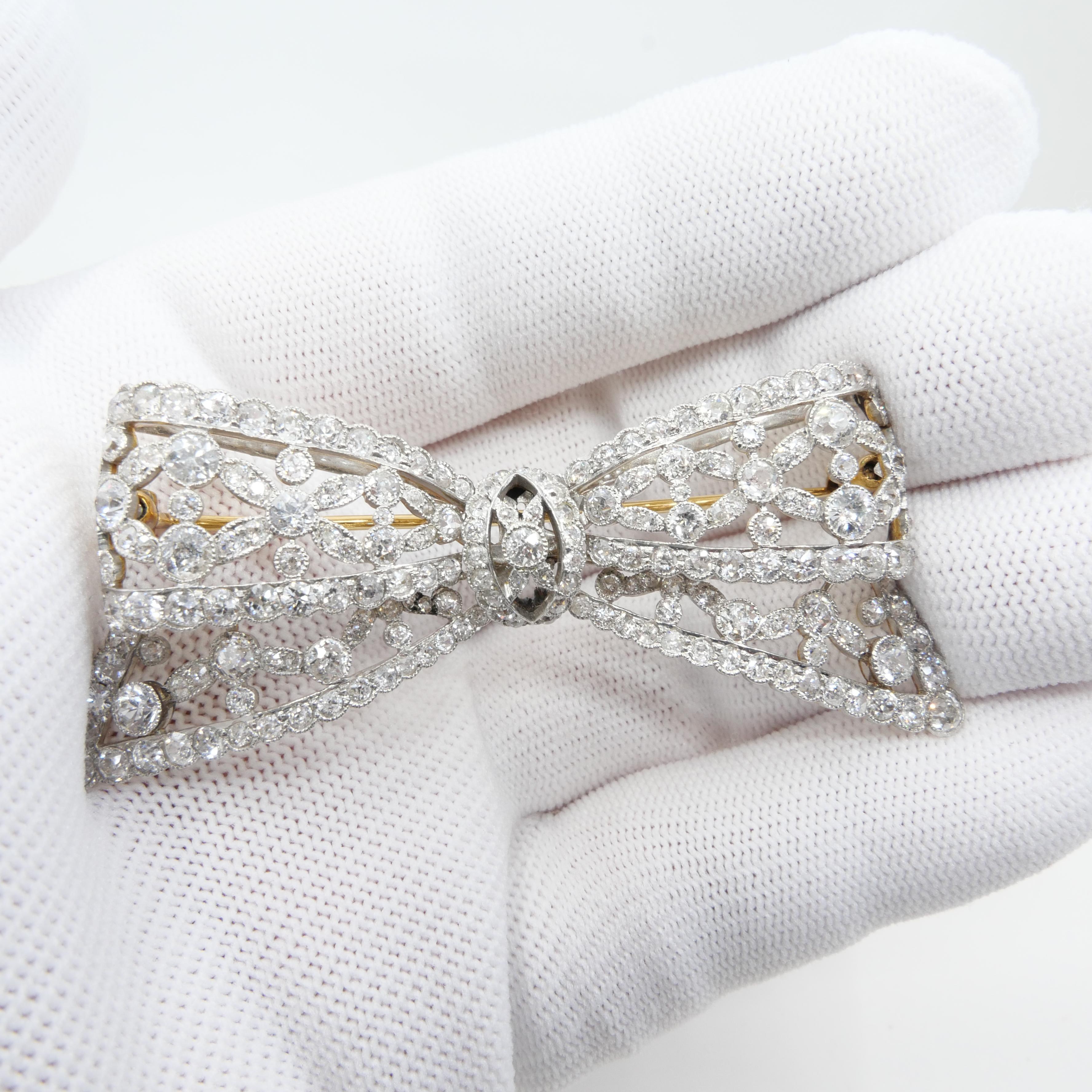 Belle Epoque Old Cut Diamond Bow Brooch. Circa 1910. 1