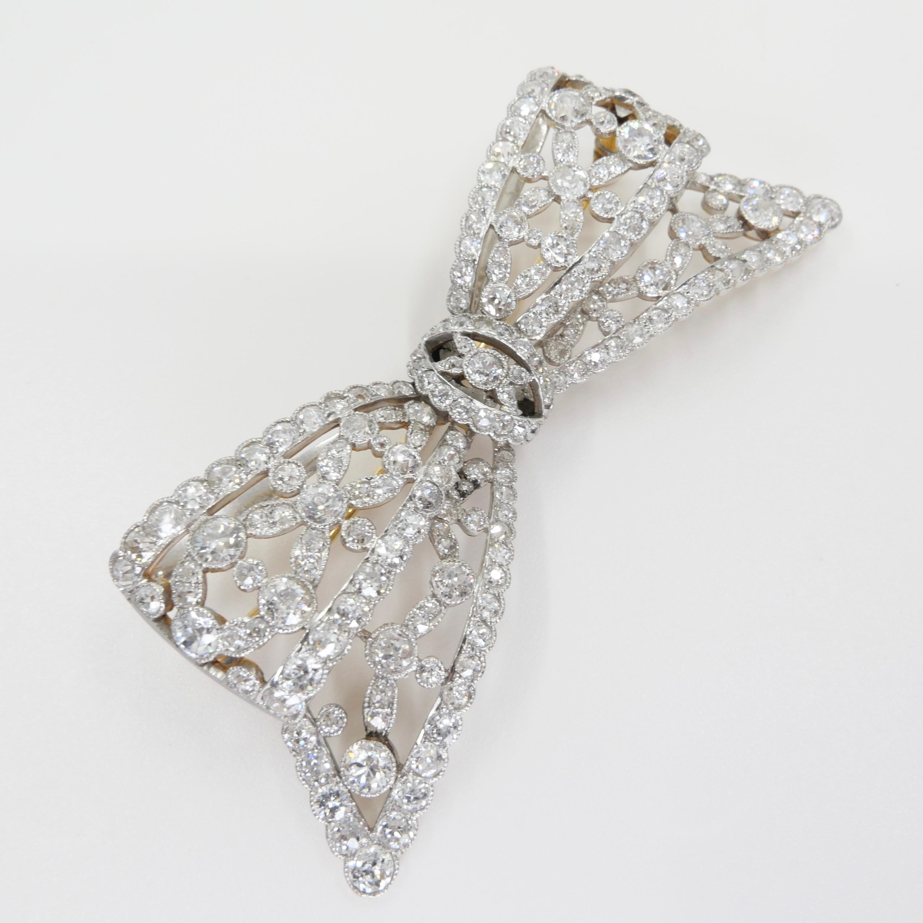 Belle Epoque Old Cut Diamond Bow Brooch. Circa 1910. 2