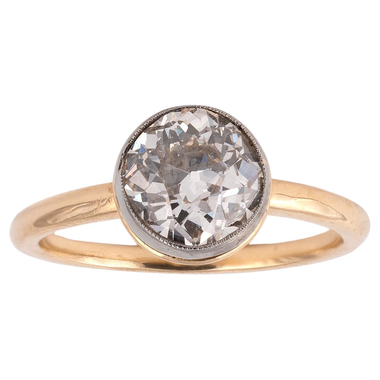 Belle Époque Old Cut Diamond Single-Stone Ring Circa 1920's For Sale
