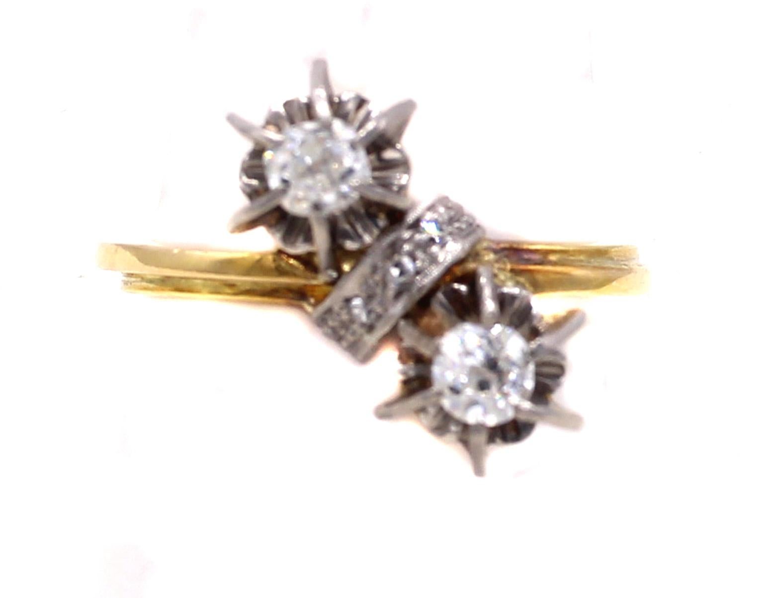 Belle Epoque Alt-Europäischer Diamant-Schliff Toi et Moi Ring (Belle Époque)