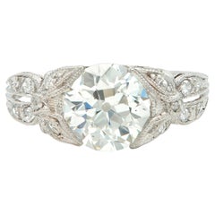 Belle Epoque Old European Diamond Platinum Butterfly Antique Engagement Ring GIA