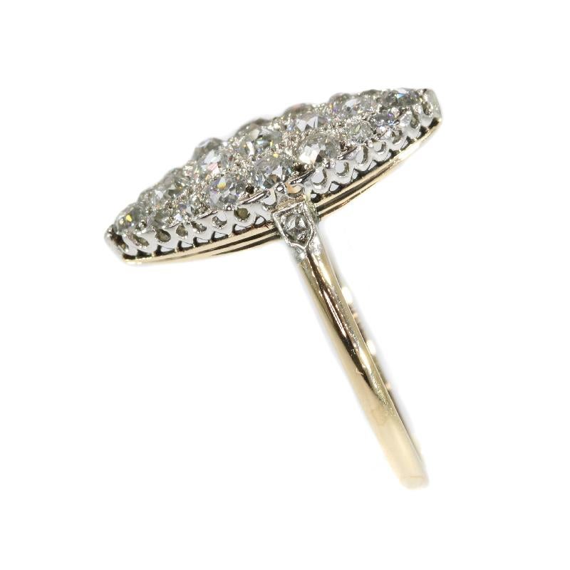 Belle Époque Old Mine Brilliant Cut Diamonds Engagement Ring For Sale 1