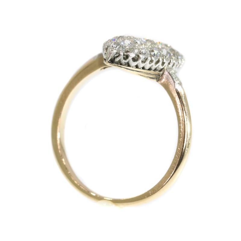 Belle Époque Old Mine Brilliant Cut Diamonds Engagement Ring For Sale 3