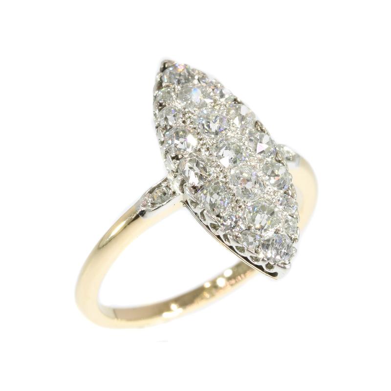 Belle Époque Old Mine Brilliant Cut Diamonds Engagement Ring im Angebot 4