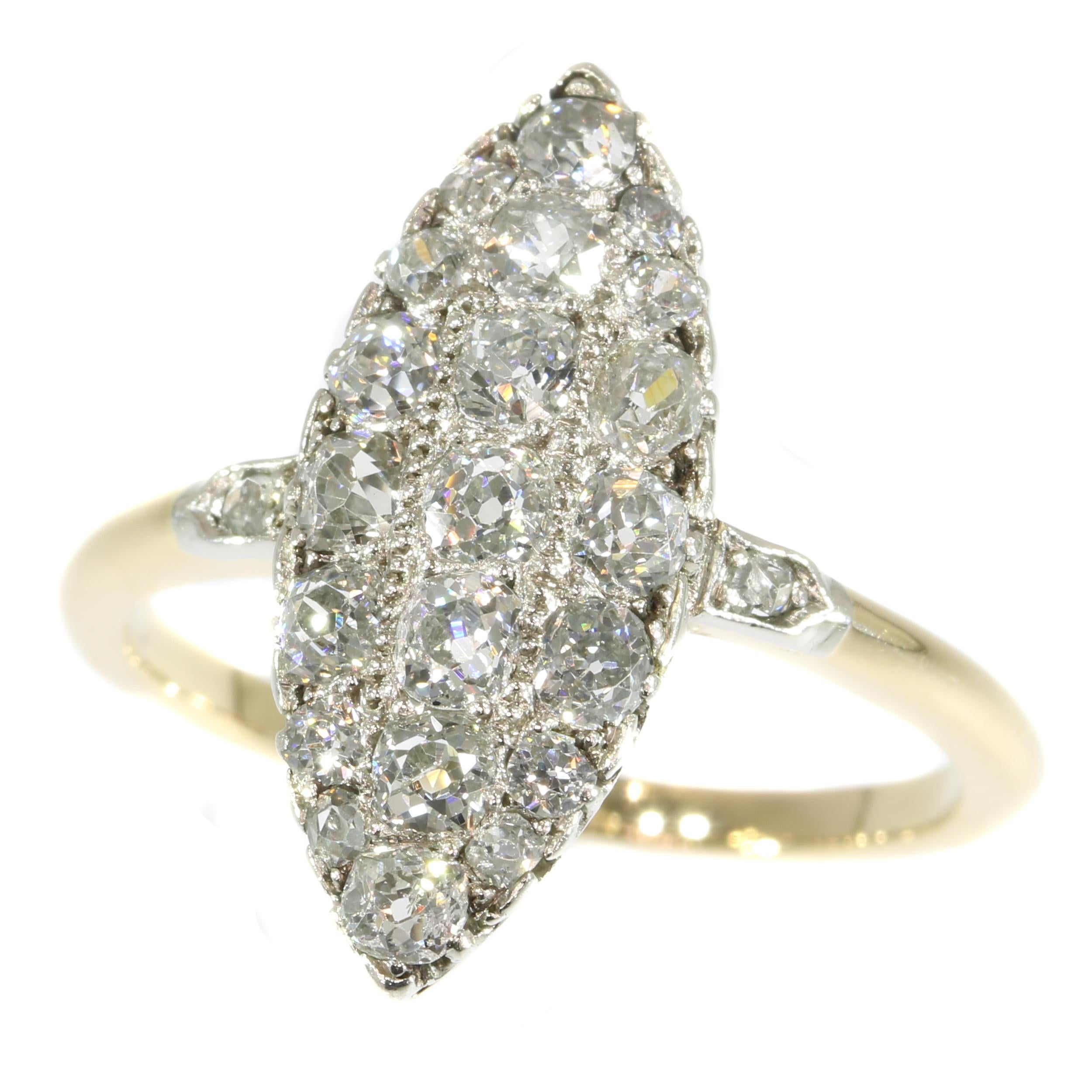 Belle Époque Old Mine Brilliant Cut Diamonds Engagement Ring im Angebot