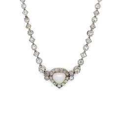 Belle Époque Opal Diamond Platinum Necklace
