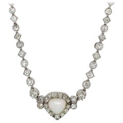 Belle Époque Opal Diamond Platinum Necklace