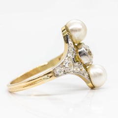 Belle Époque Original Diamond and Natural Pearl Ring