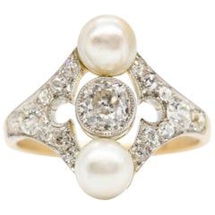 Belle Époque Original Diamond and Natural Pearl Ring Belle Époque Original Diamond and Natural Pearl Ring