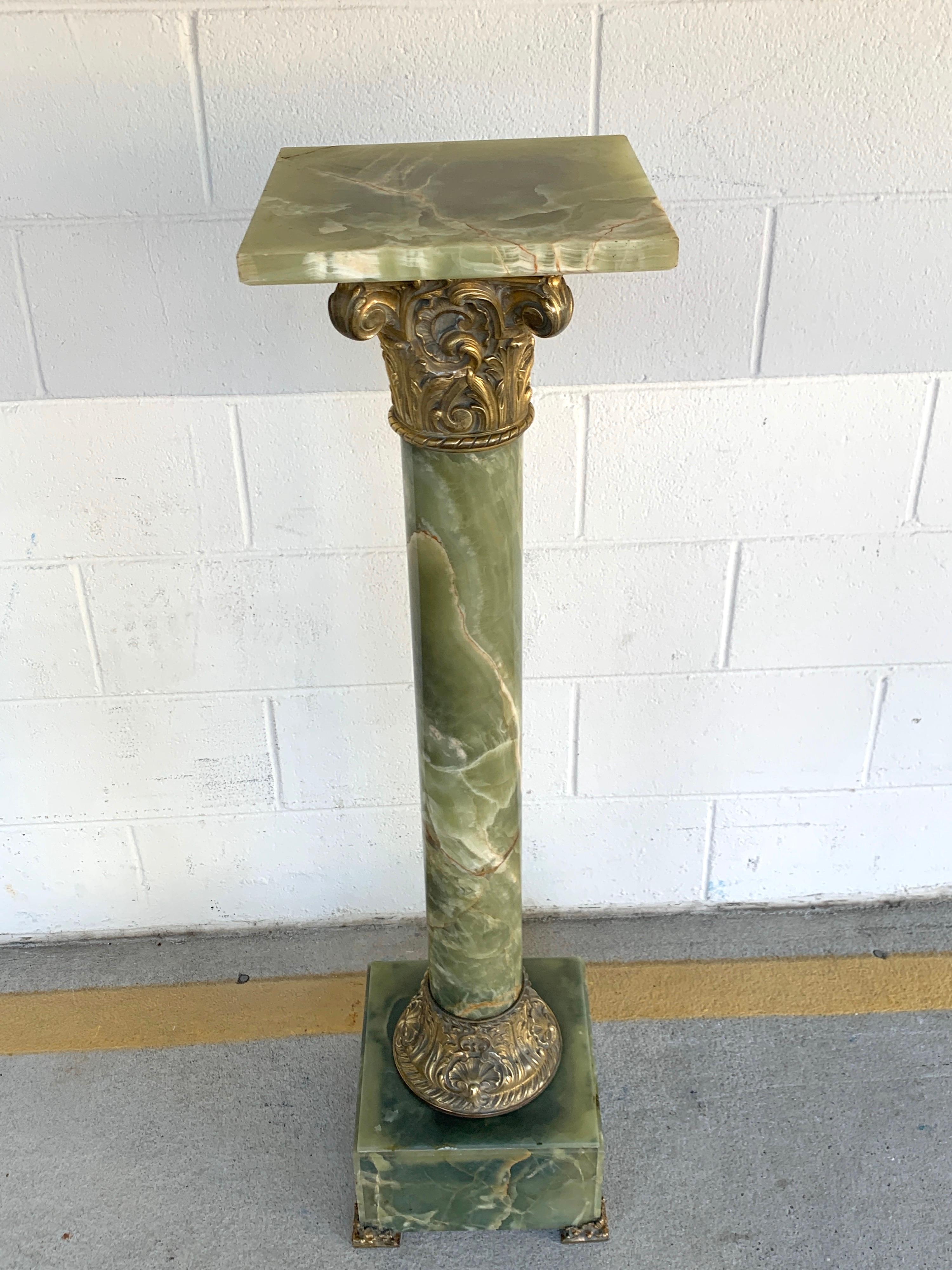 French Belle Époque Ormolu & Green Onyx Pedestal