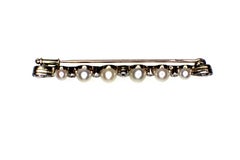 GEMOLITHOS Belle Epoque, Pearl and Diamond Line Brooch, 1900s