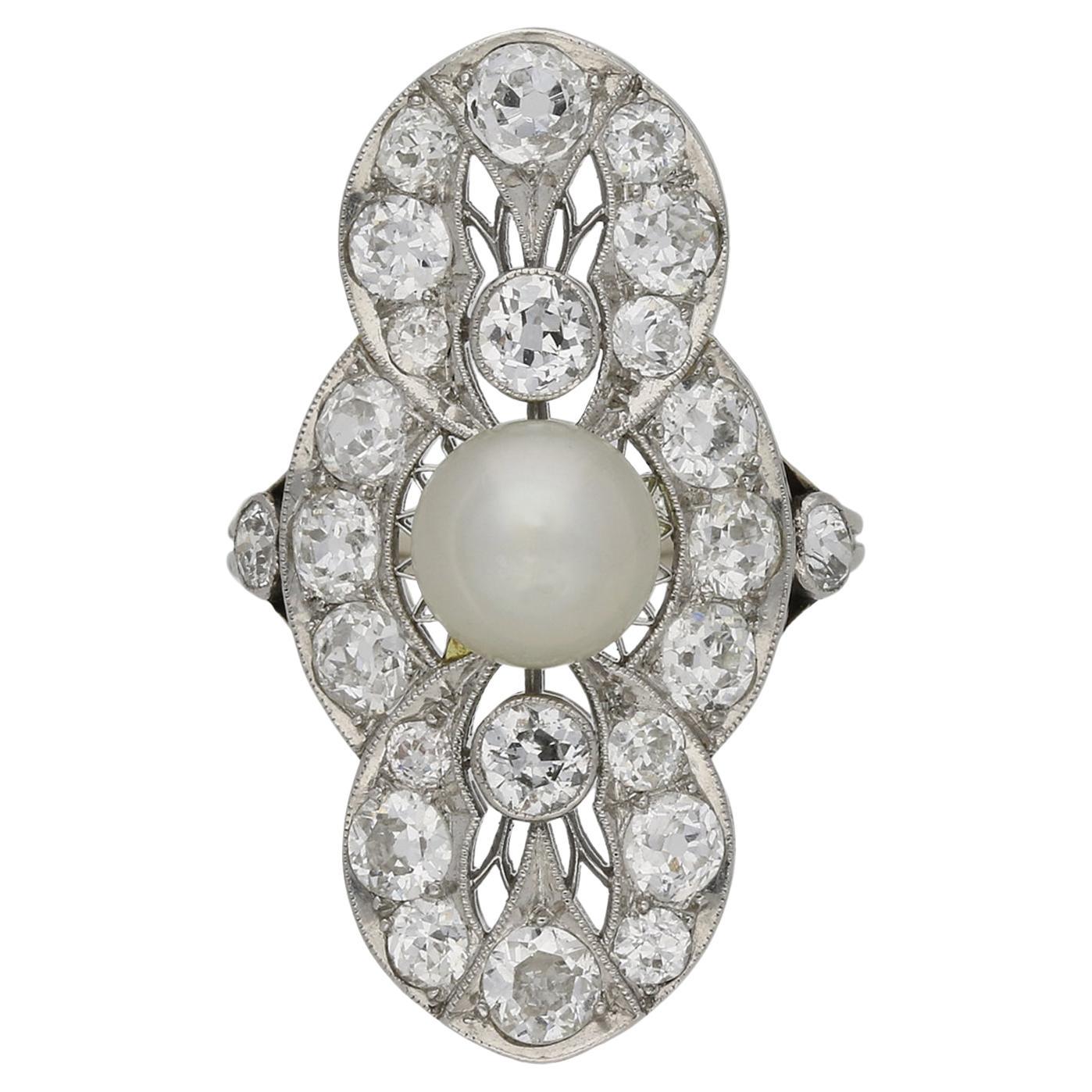 Belle Époque pearl and diamond ring, circa 1905.