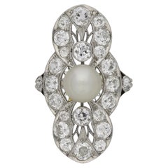 Antique Belle Époque pearl and diamond ring, circa 1905.