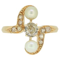 Antique Belle Époque Pearl and Diamond Ring