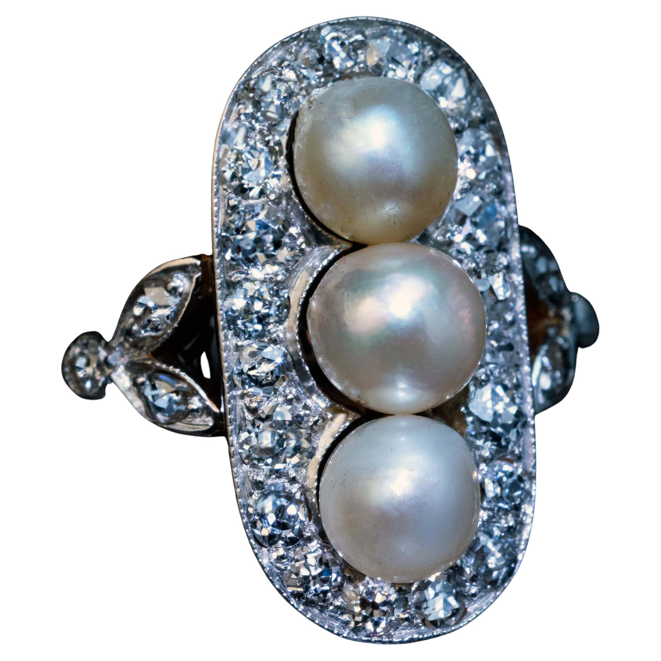 Belle Epoque Pearl Diamond Antique Ring Ref: 280554