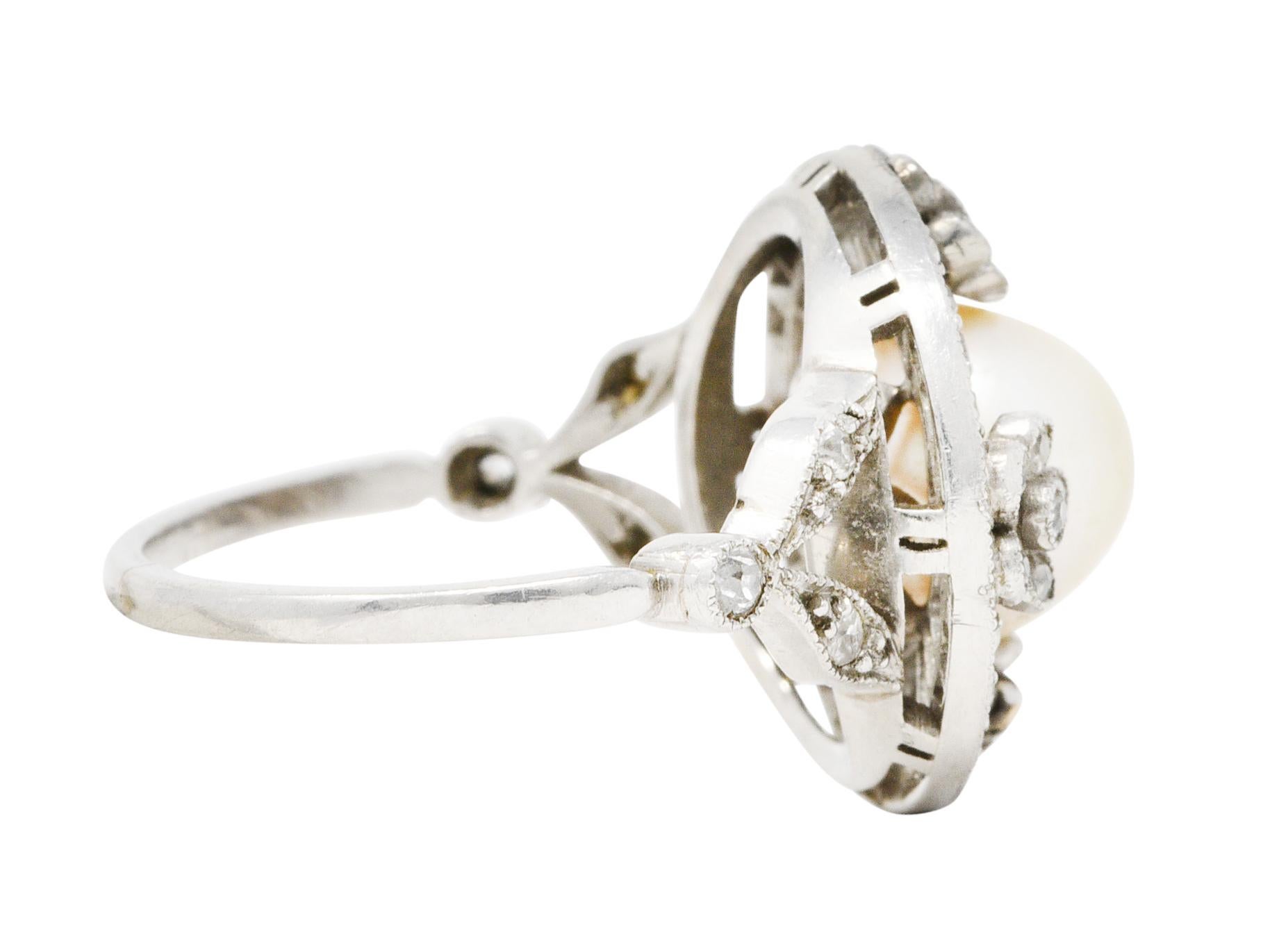 Belle Époque Belle Epoque Pearl Diamond Platinum Floral Cluster Ring