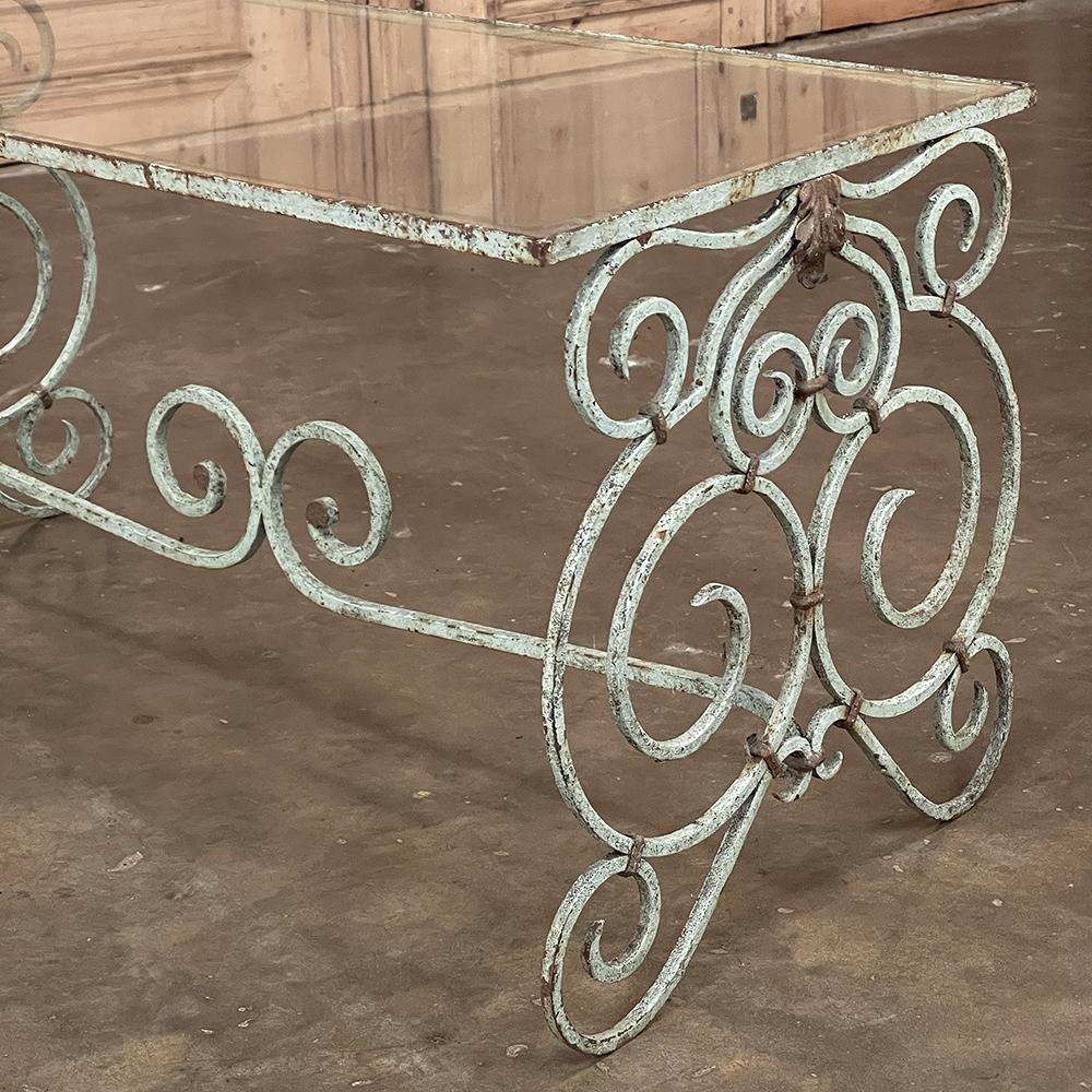 Belle Epoque Period French Painted Wrought Iron & Glass Coffee Table For Sale 6