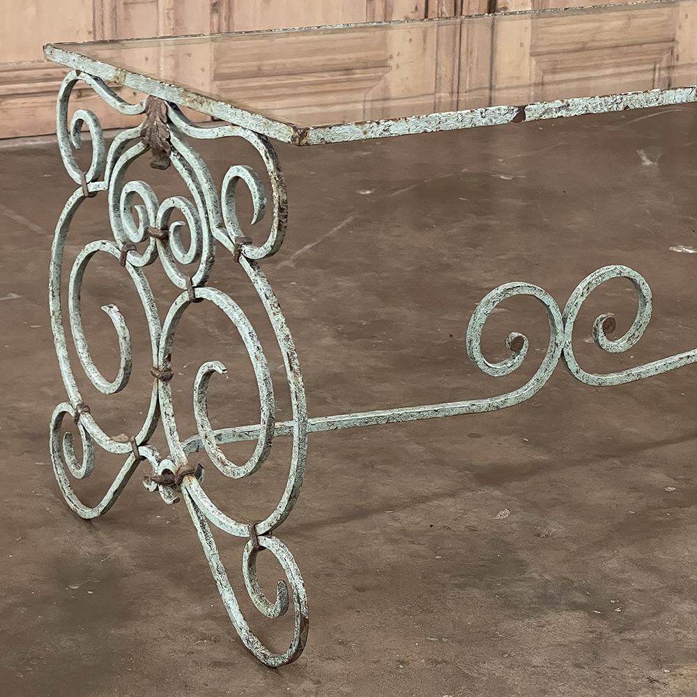 Belle Epoque Period French Painted Wrought Iron & Glass Coffee Table For Sale 10