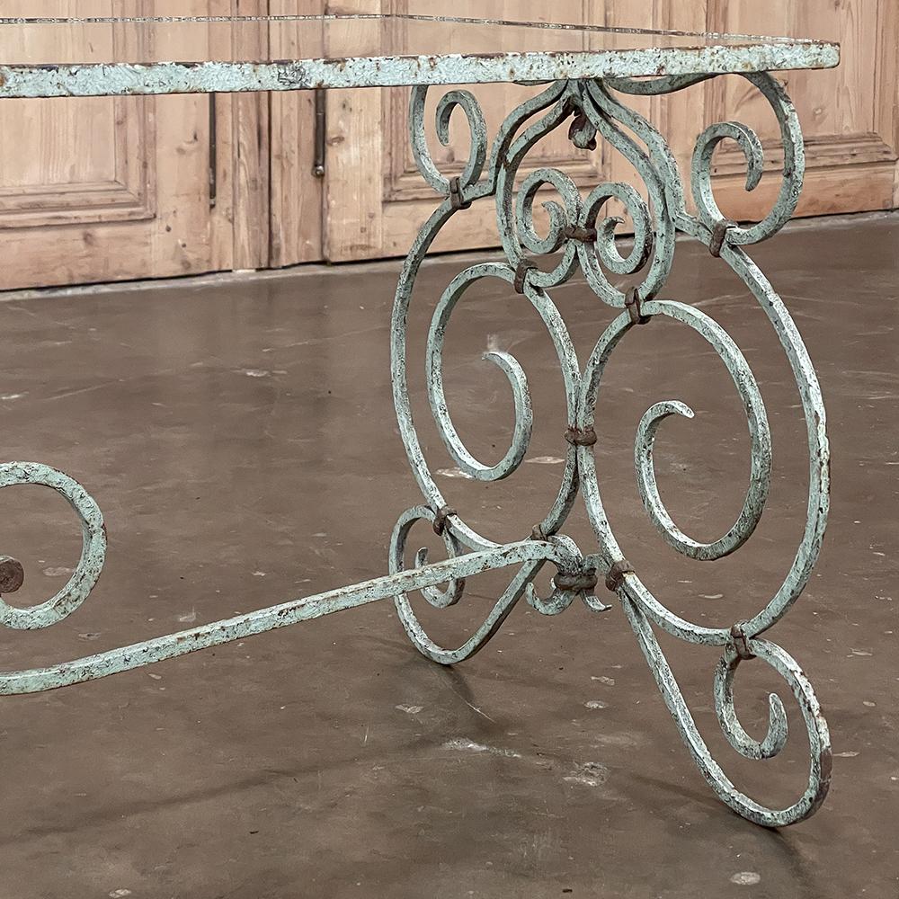Belle Epoque Period French Painted Wrought Iron & Glass Coffee Table For Sale 12