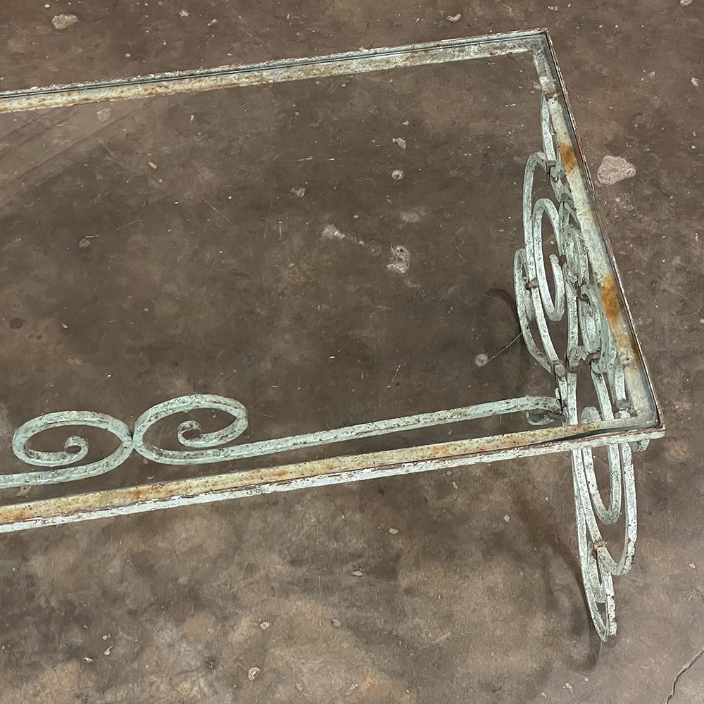 Belle Epoque Period French Painted Wrought Iron & Glass Coffee Table For Sale 1
