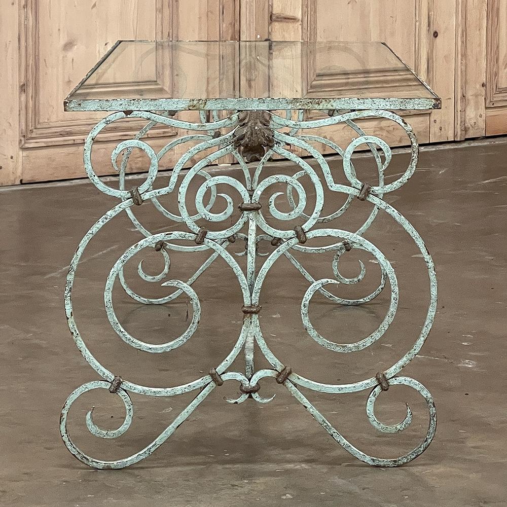 Belle Epoque Period French Painted Wrought Iron & Glass Coffee Table For Sale 3
