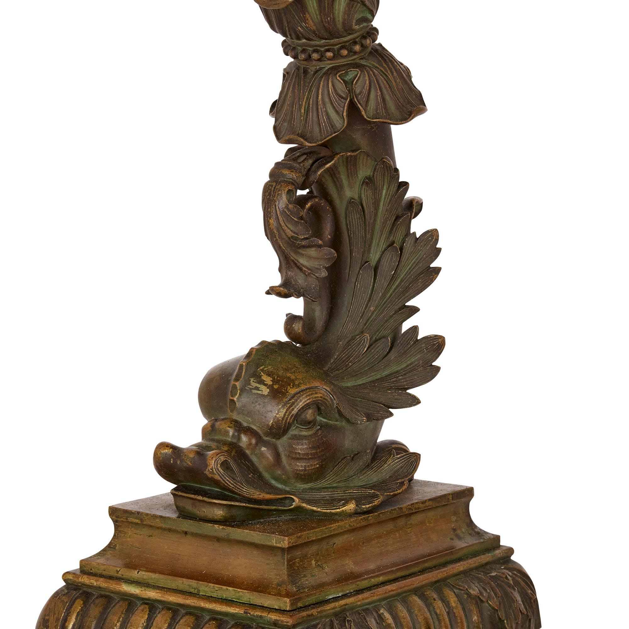 Renaissance Belle Époque Period Gilt Bronze Candelabra For Sale