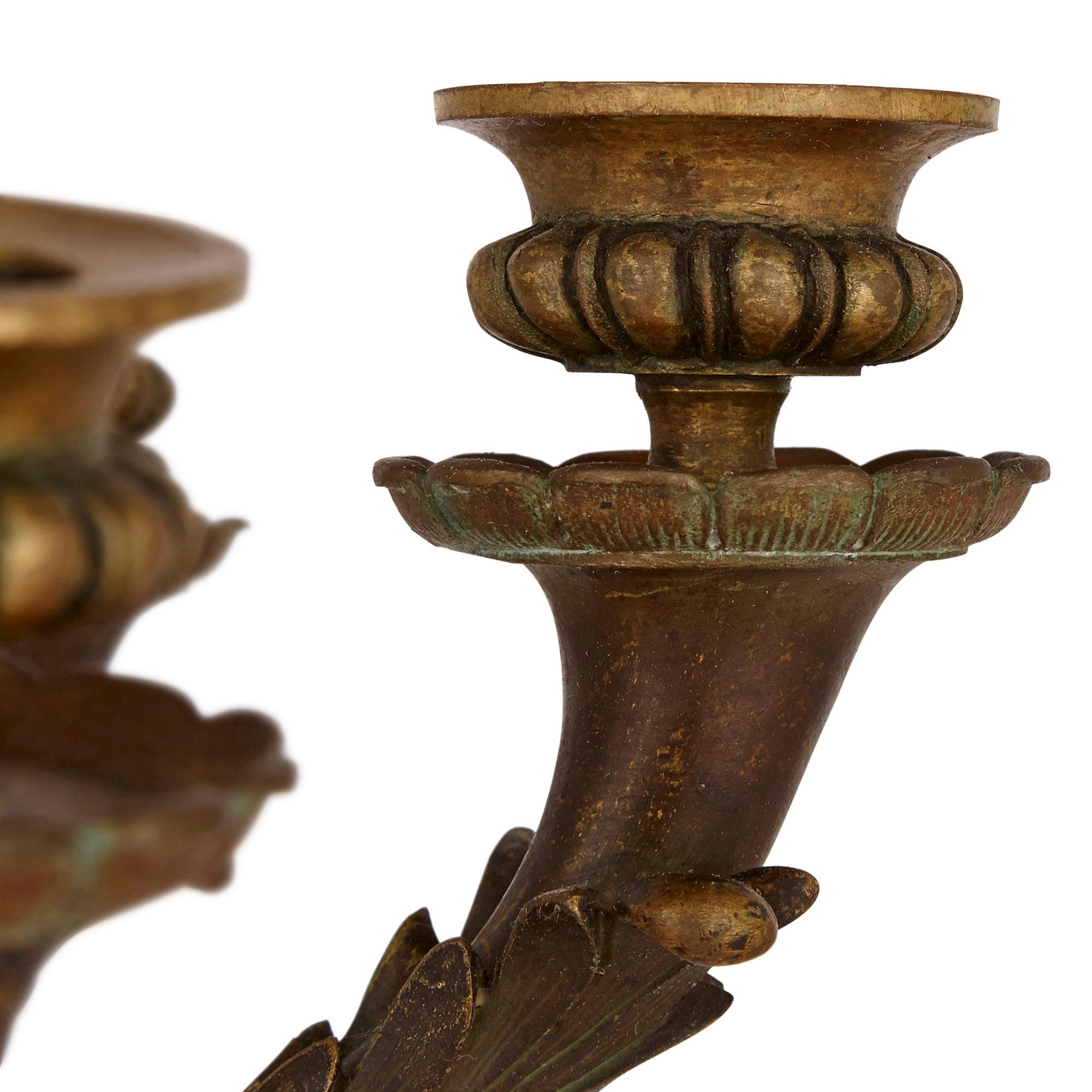 19th Century Belle Époque Period Gilt Bronze Candelabra For Sale