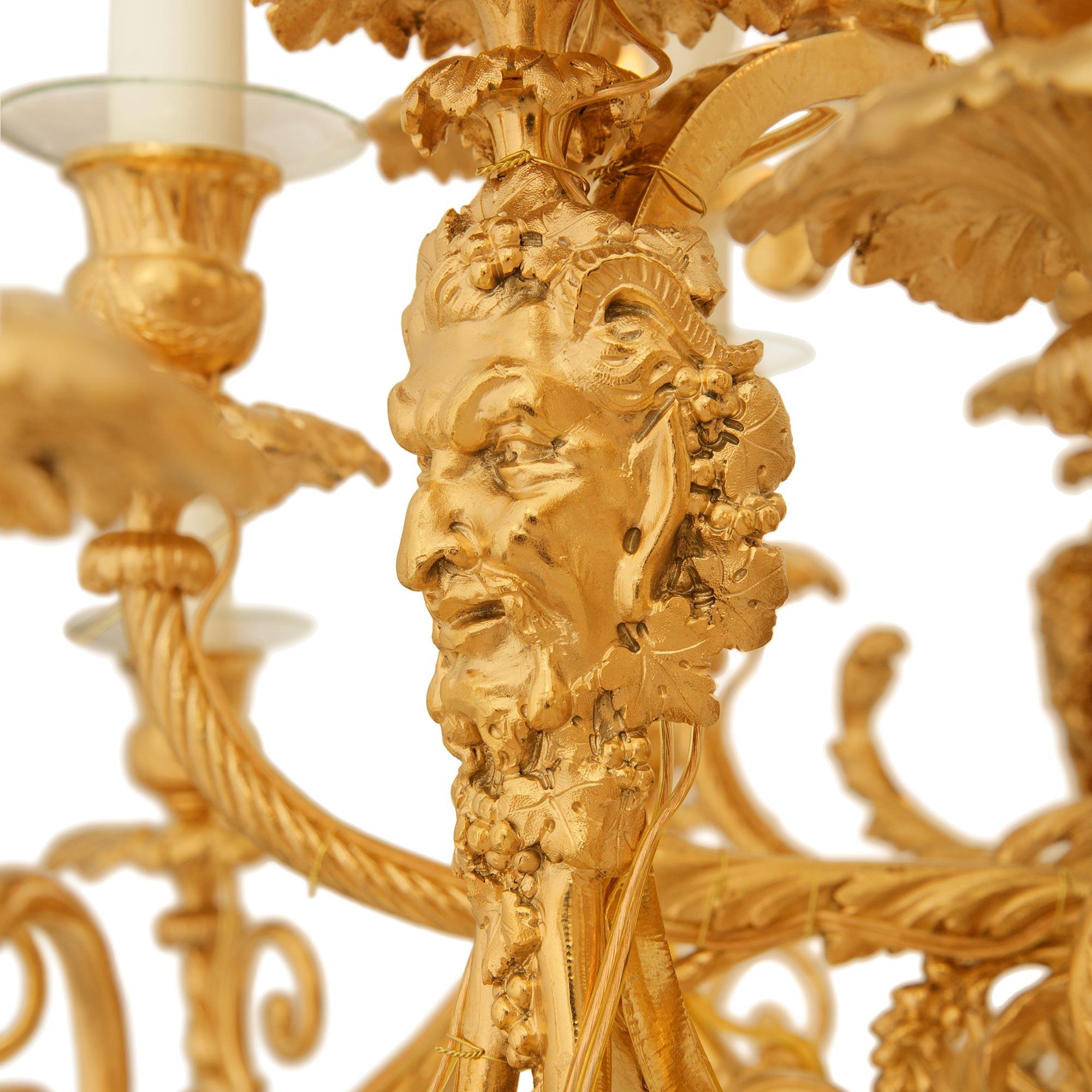 Lampadario in ormolu e bronzo patinato del periodo Belle Epoque Louis XV st. In condizioni buone in vendita a West Palm Beach, FL