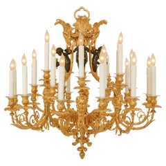 Belle Epoque Periode Louis XV st. Ormolu und patinierte Bronze Kronleuchter