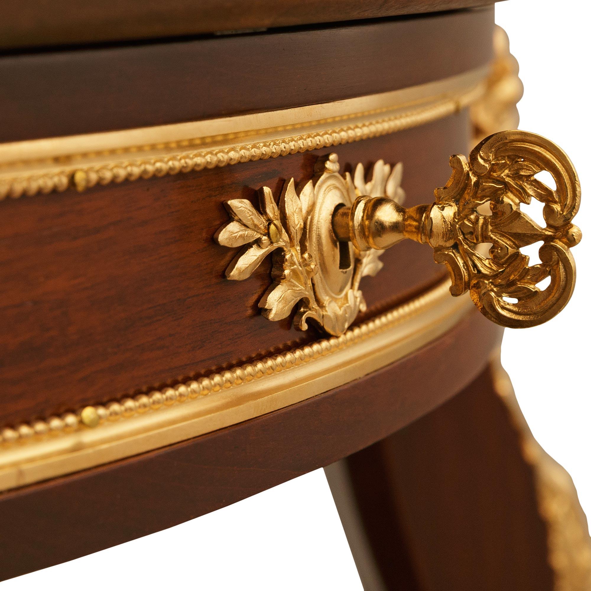 Belle Epoque Period Mahogany, Ormolu and Breche Violette marble side table For Sale 3