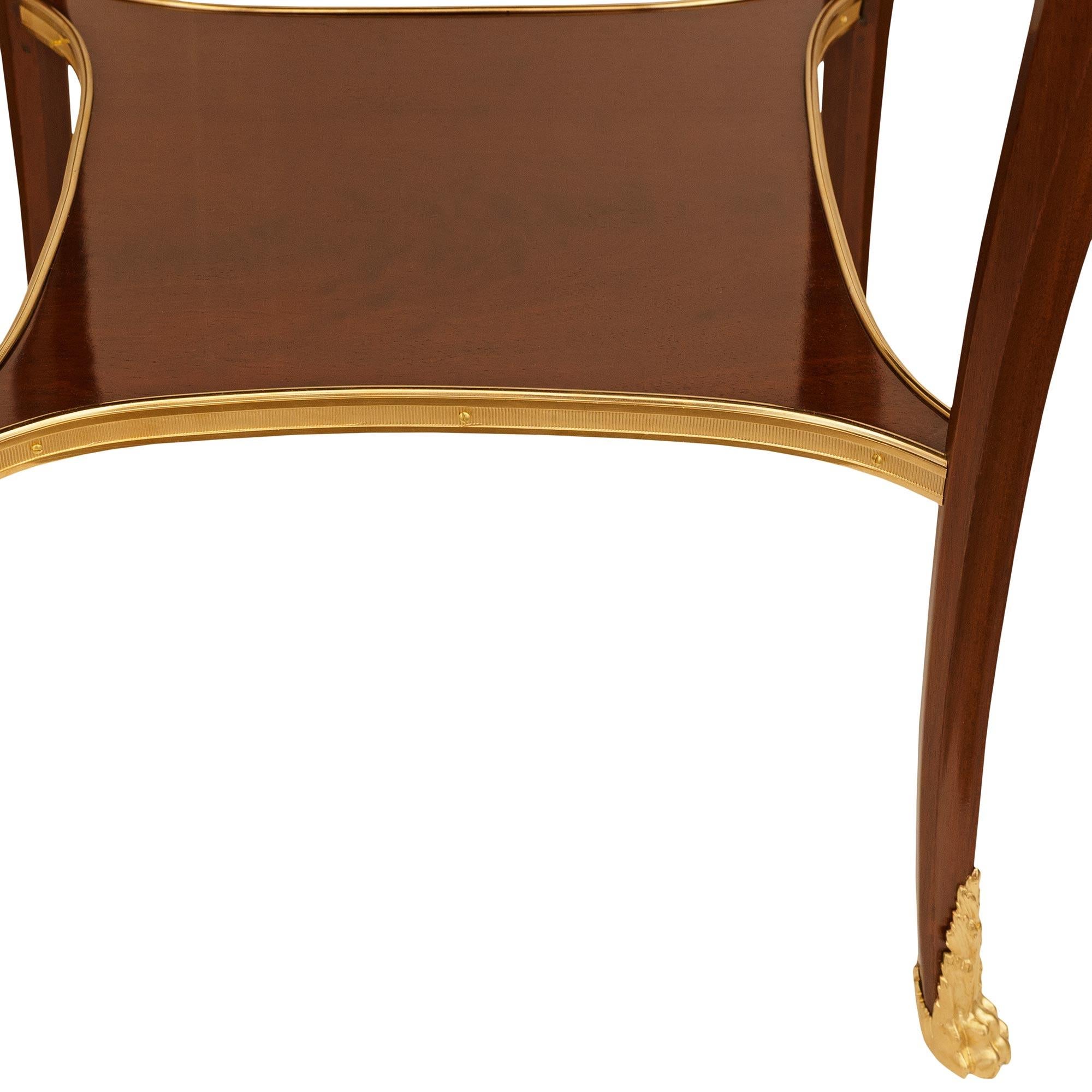 Belle Epoque Period Mahogany, Ormolu and Breche Violette marble side table For Sale 4