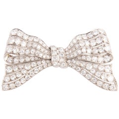 Antique Belle Époque Platinum and Diamond Bow Hair Clip