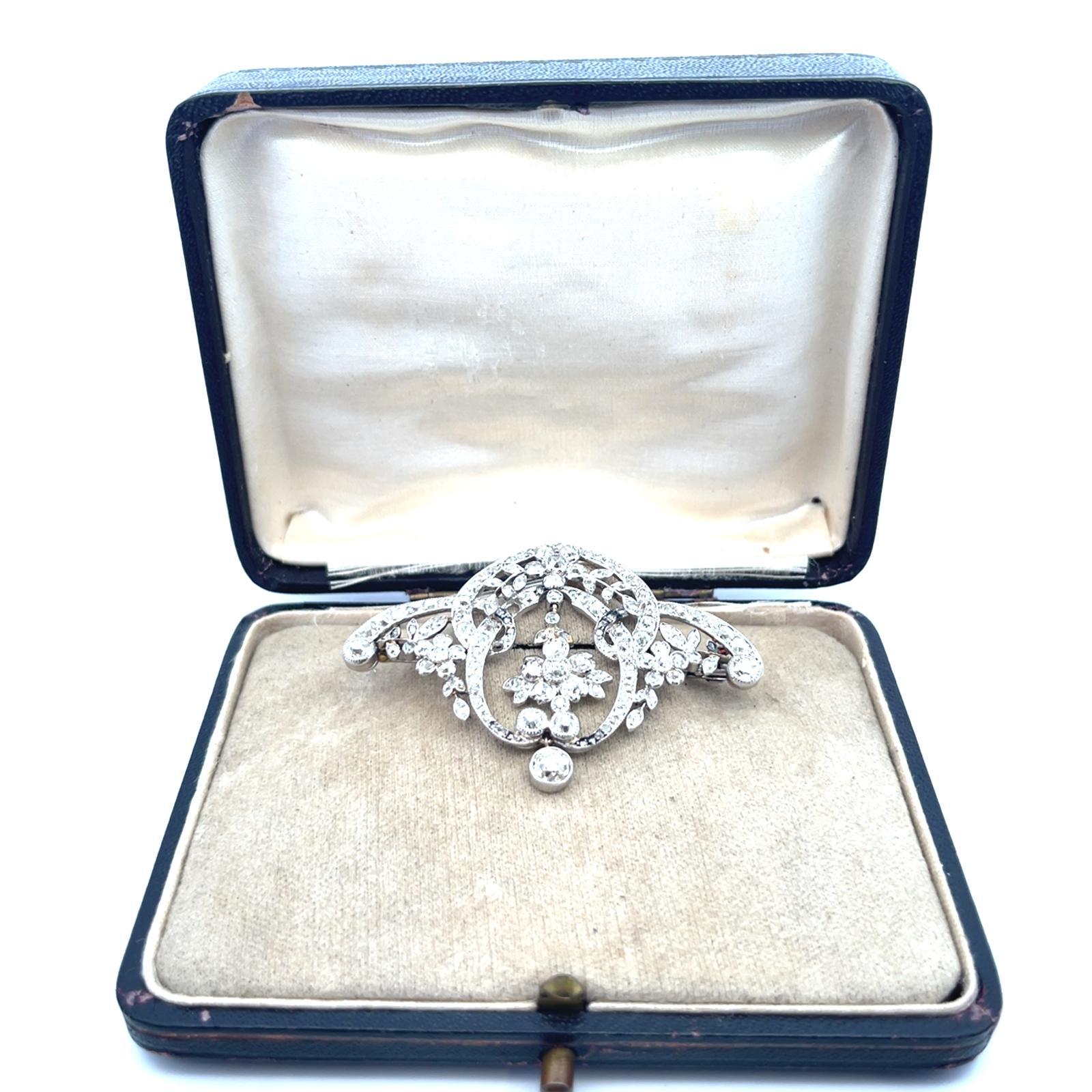 Belle Epoque Platin Diamant Blume (Belle Époque) im Angebot