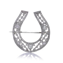Belle Époque Platinum Diamond Horseshoe Brooch