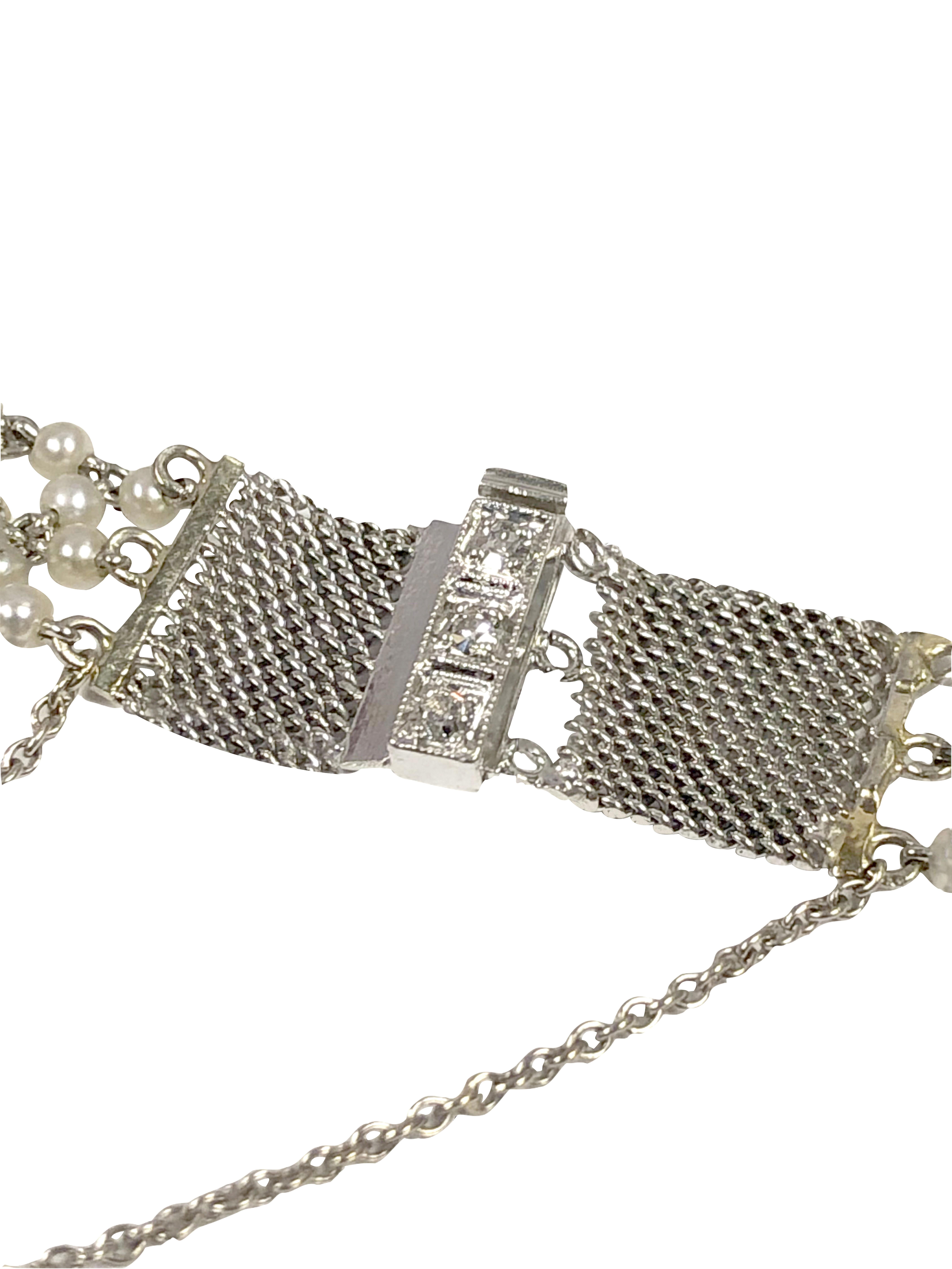Women's Belle Epoque Platinum Diamonds and Pearl Ladies Mechanical Wrist Watch