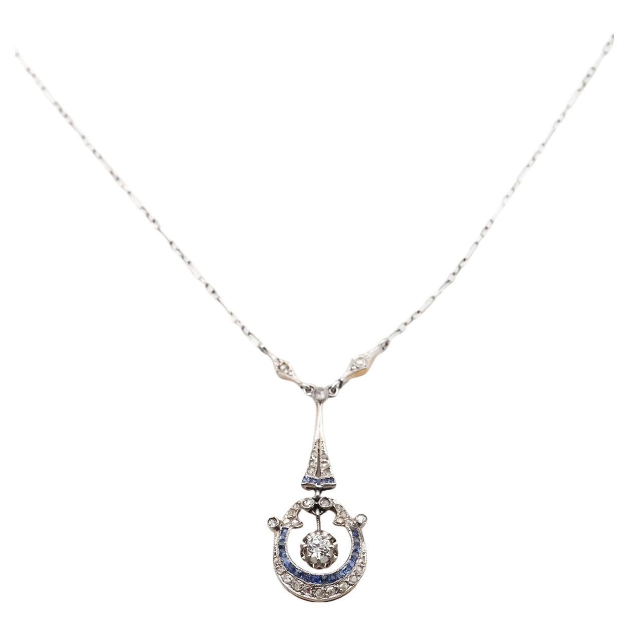 Belle Epoque platinum necklace with sapphires and diamonds