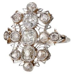 Antique Belle Époque Platinum & Three Stone Old Cut Diamond Ring 1900's