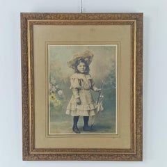 Belle Époque Portrait in Grand Gilded French Salon Frame, F. Marteau 1907