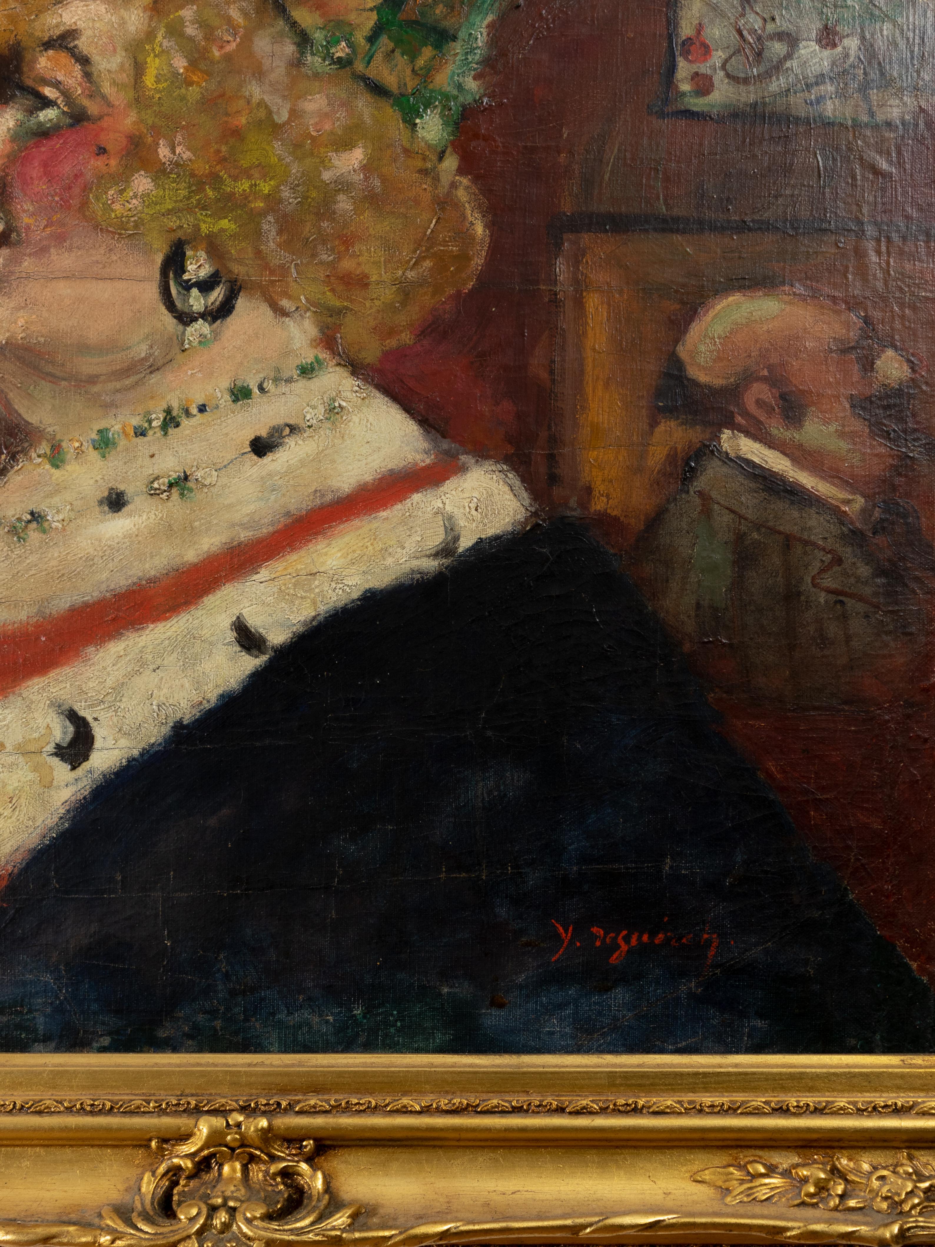 Belle Époque Porträt einer Frau, 19. Jahrhundert (Geölt) im Angebot