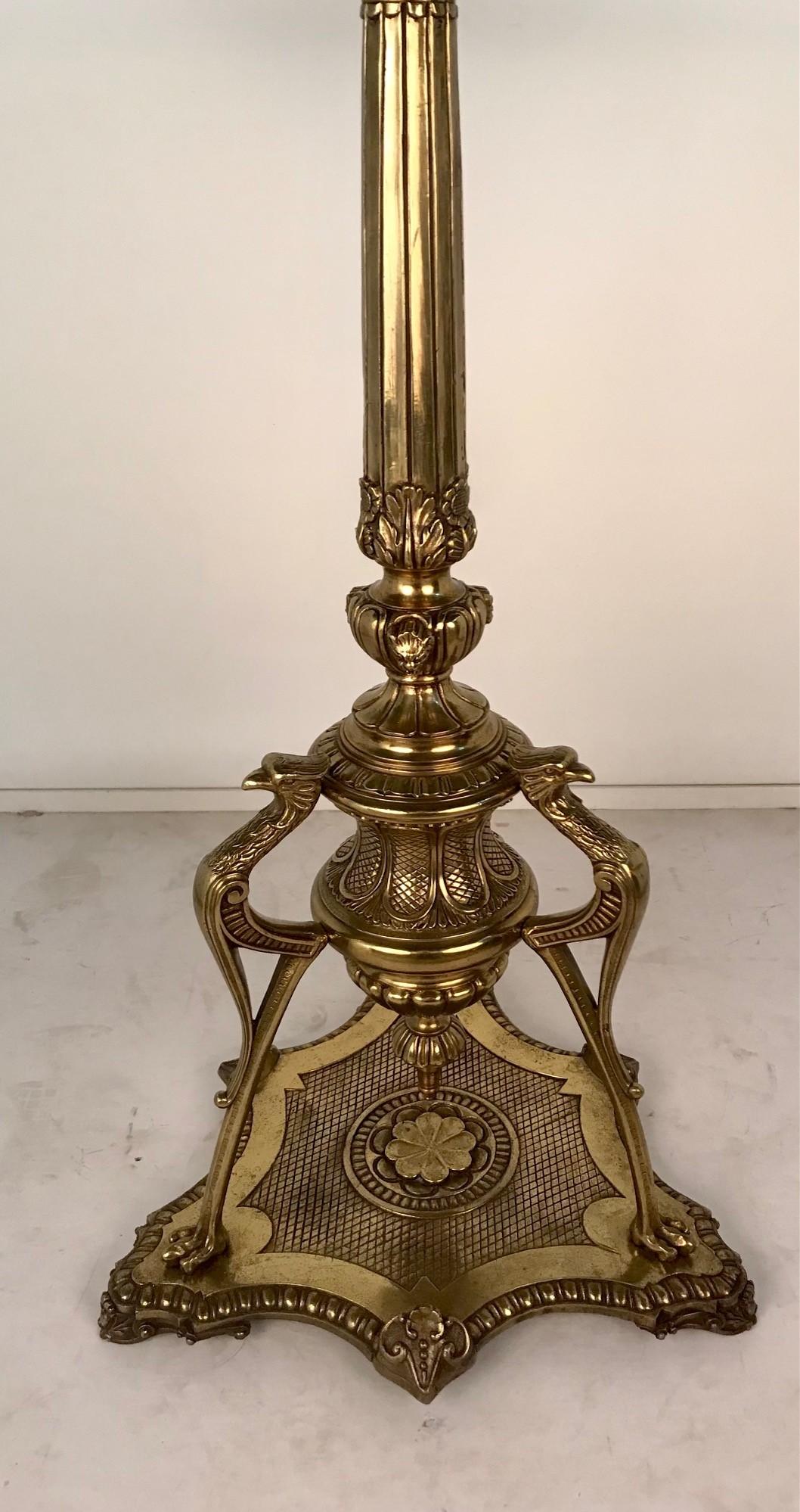 Glass Belle Epoque Renaissance Style Brass Occasional Table For Sale