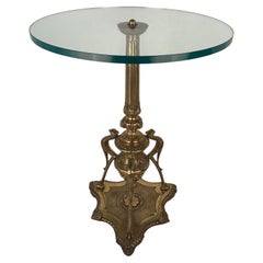 Table d'appoint en laiton de style Renaissance Belle Époque