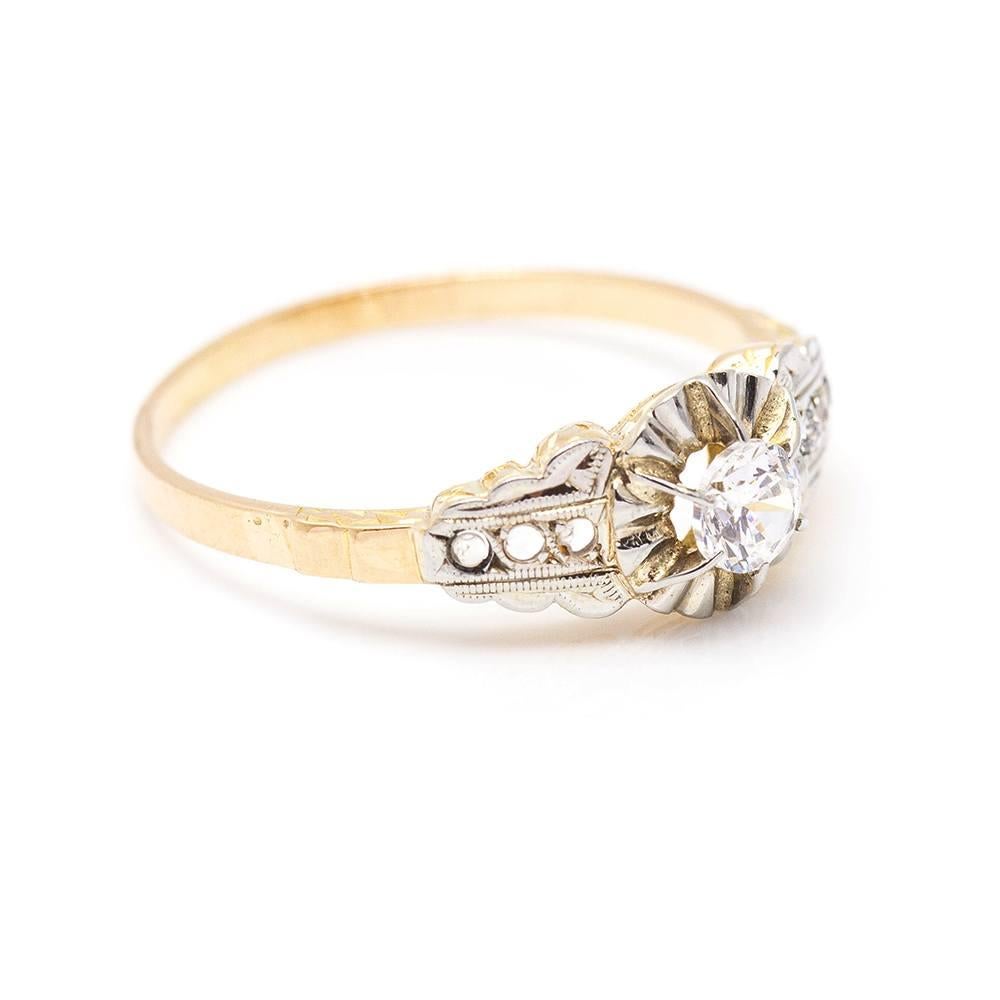 Belle Époque Ring in Gold, Platinum and Diamonds In Excellent Condition For Sale In BARCELONA, ES