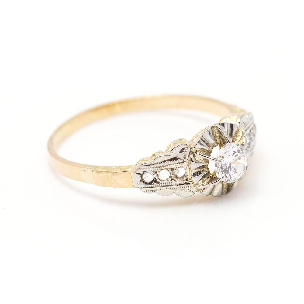 Bague Belle Époque en or, platine et diamants Pour femmes en vente