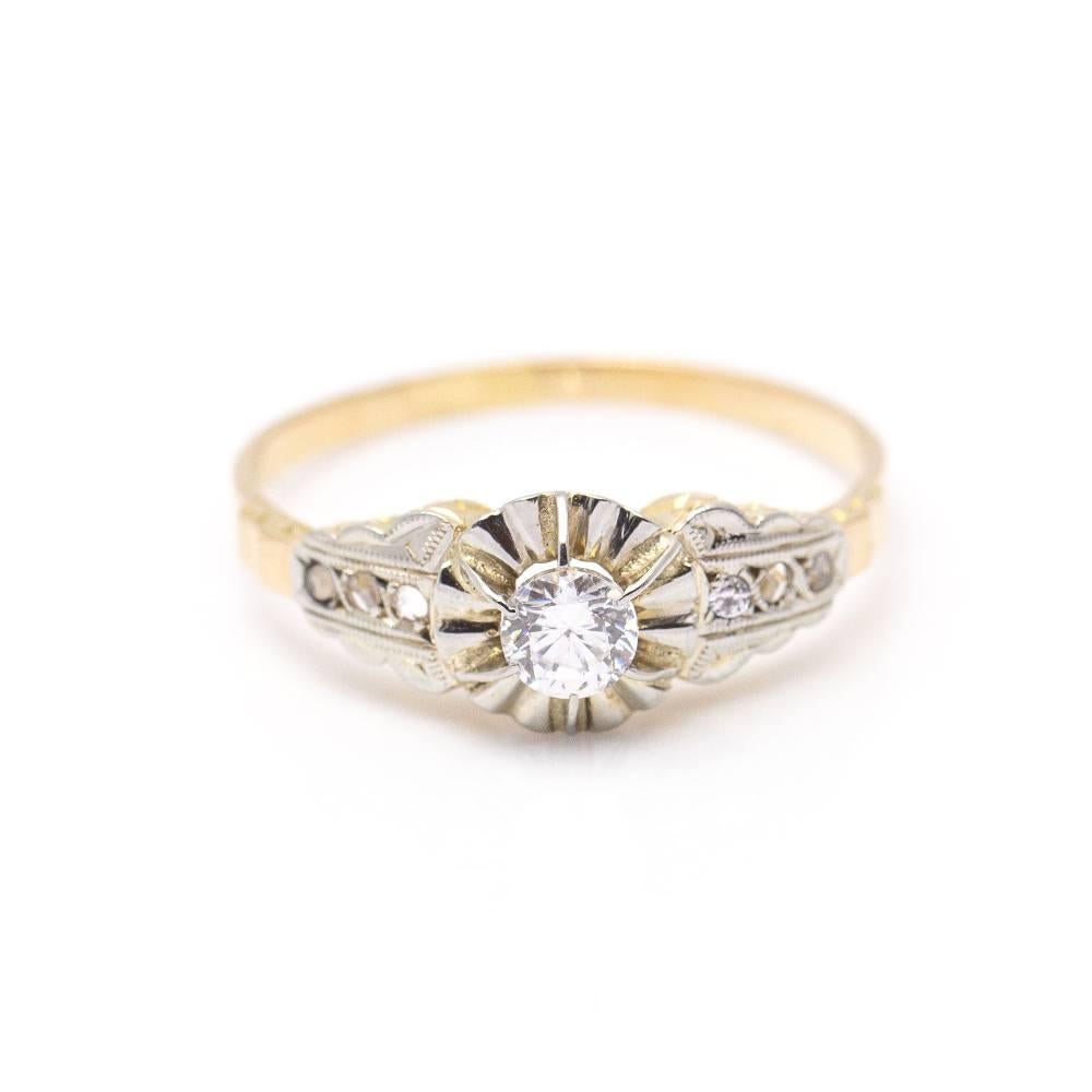 Belle Époque Ring in Gold, Platinum and Diamonds For Sale 1
